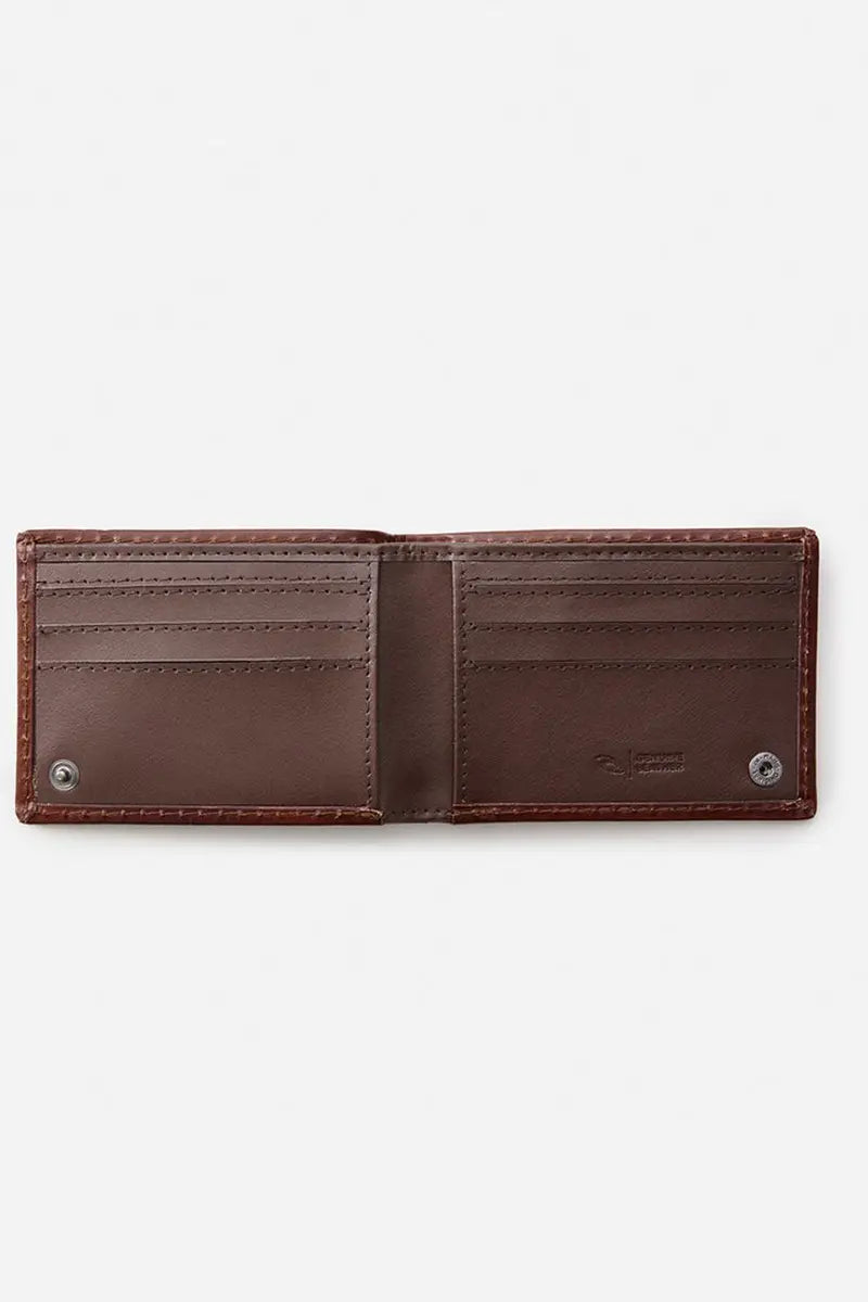inside full view of the Rip Curl Snap Slim Wallet in Chestnut