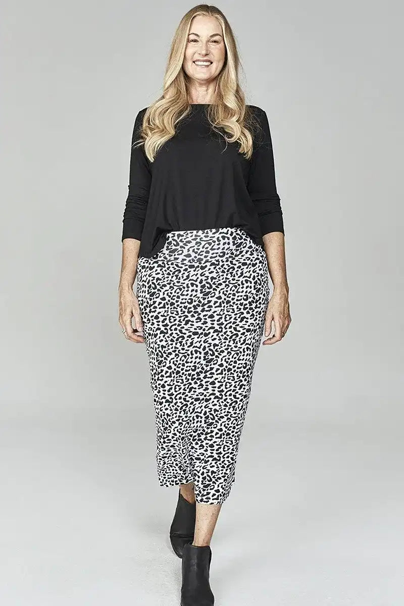 Leopard skirt black and white clearance