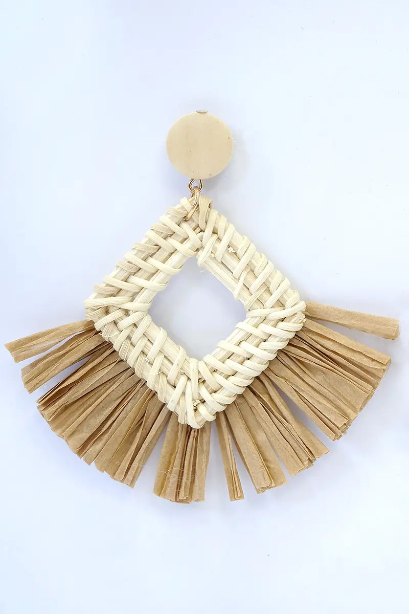 Natural Diamond Earrings in Bone/tan detailed view