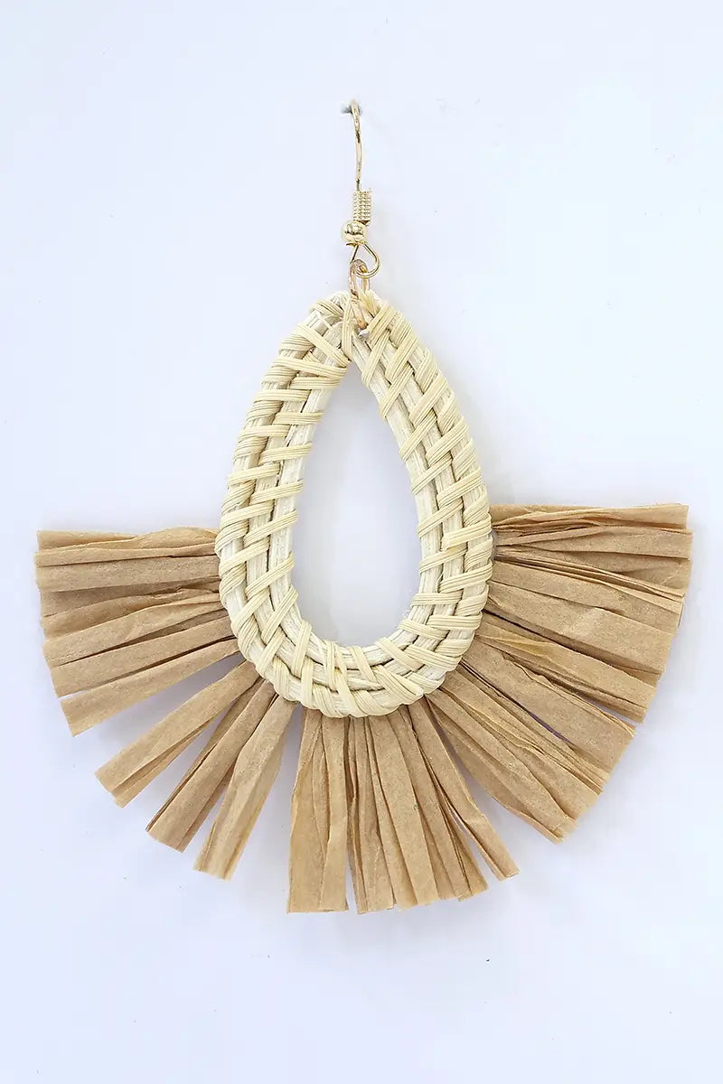 Natural Teardrop earrings in Bone/tan detailed view