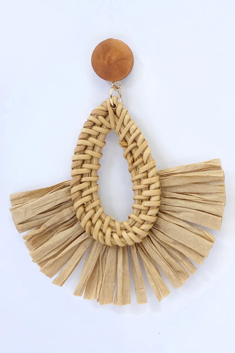 Natural Teardrop earrings in Tan detailed view