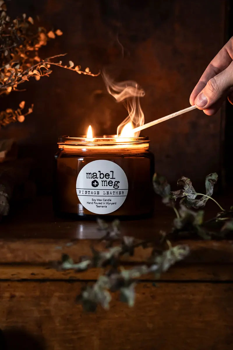 Mabel + Meg Soy Candle Vintage Leather XL