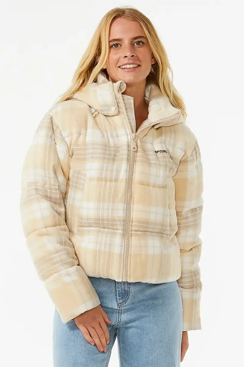 Rip Curl Womens Puffer Jacket Anti-Series Surf Check Front