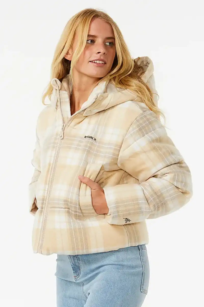 Rip Curl Womens Puffer Jacket Anti-Series Surf Check Side