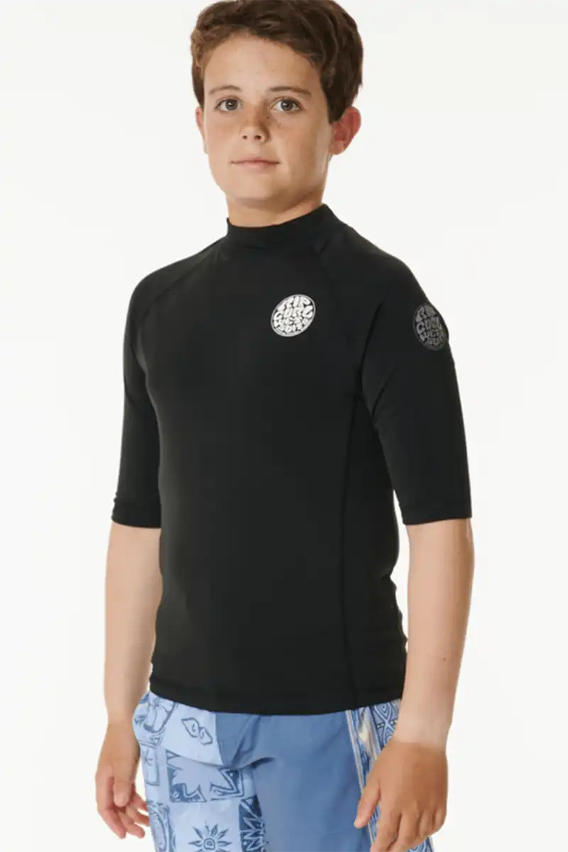 Rip Curl Boys Rash Vest Icons UV Brushed Short Sleeve SIde