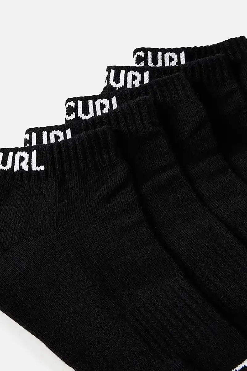 Rip Curl Mens Socks Brand Ankle 5 Pack in Black Ankle