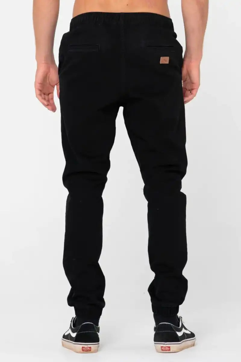 Rusty Mens Elastic Pant Hook Out Black Back