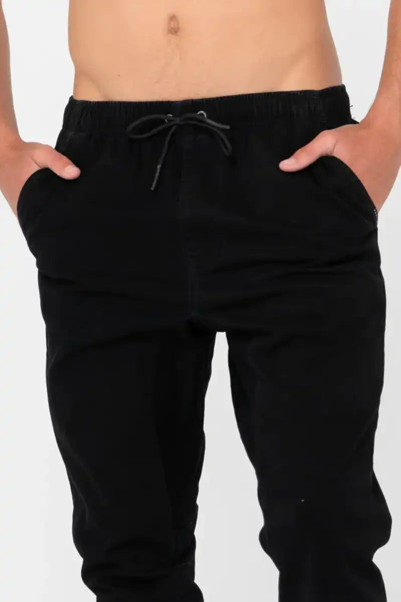 Rusty Mens Elastic Pant Hook Out Black Waist