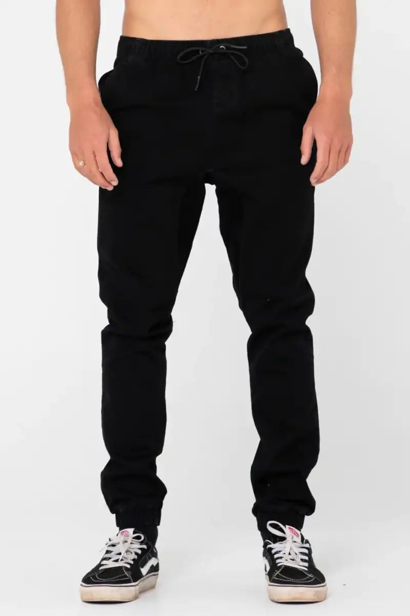 Rusty Mens Elastic Pant Hook Out Black