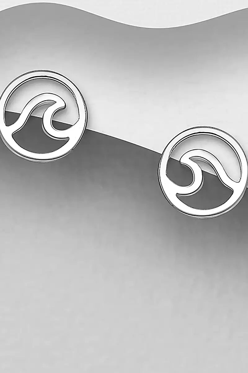 Silver Wave Stud Earrings | 925 Sterling Silver