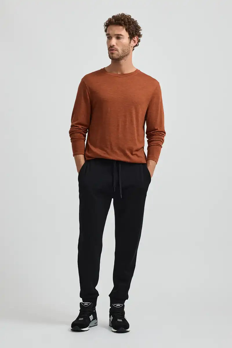 Toorallie Mens Long Sleeve Merino Tee in Rust