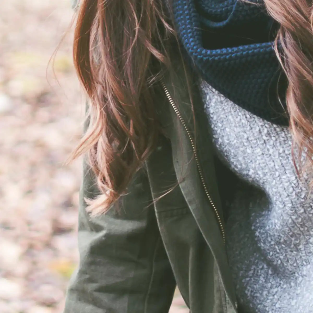 timeless winter jacket knit and scarf outfit, demonstrating layering and give warm cosy winter vibes
