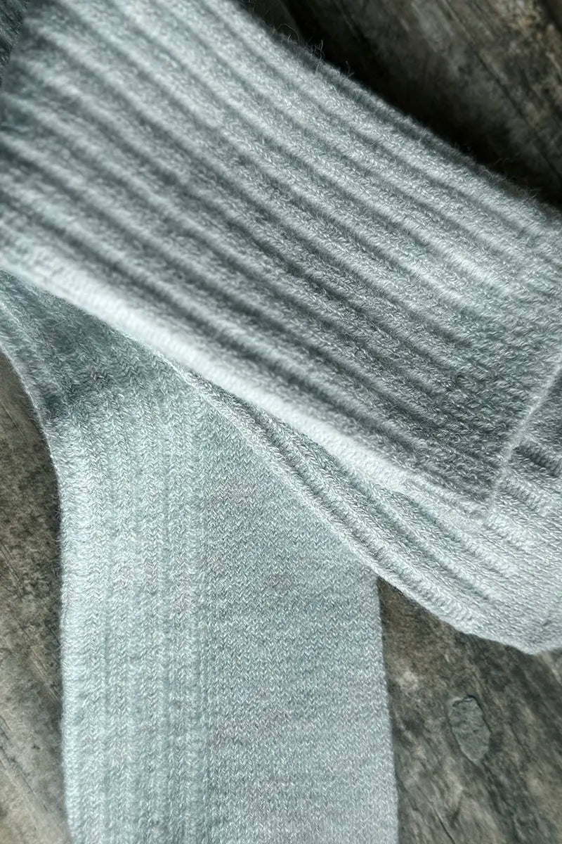 Wool Blend Crew Socks in Ice Grey by Mabel + Meg detailed view