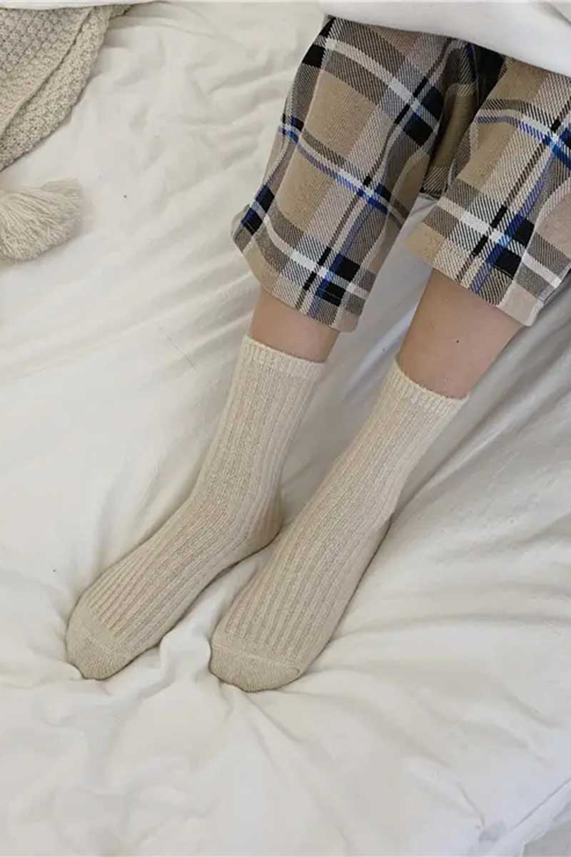 Wool Blend Socks in Beige