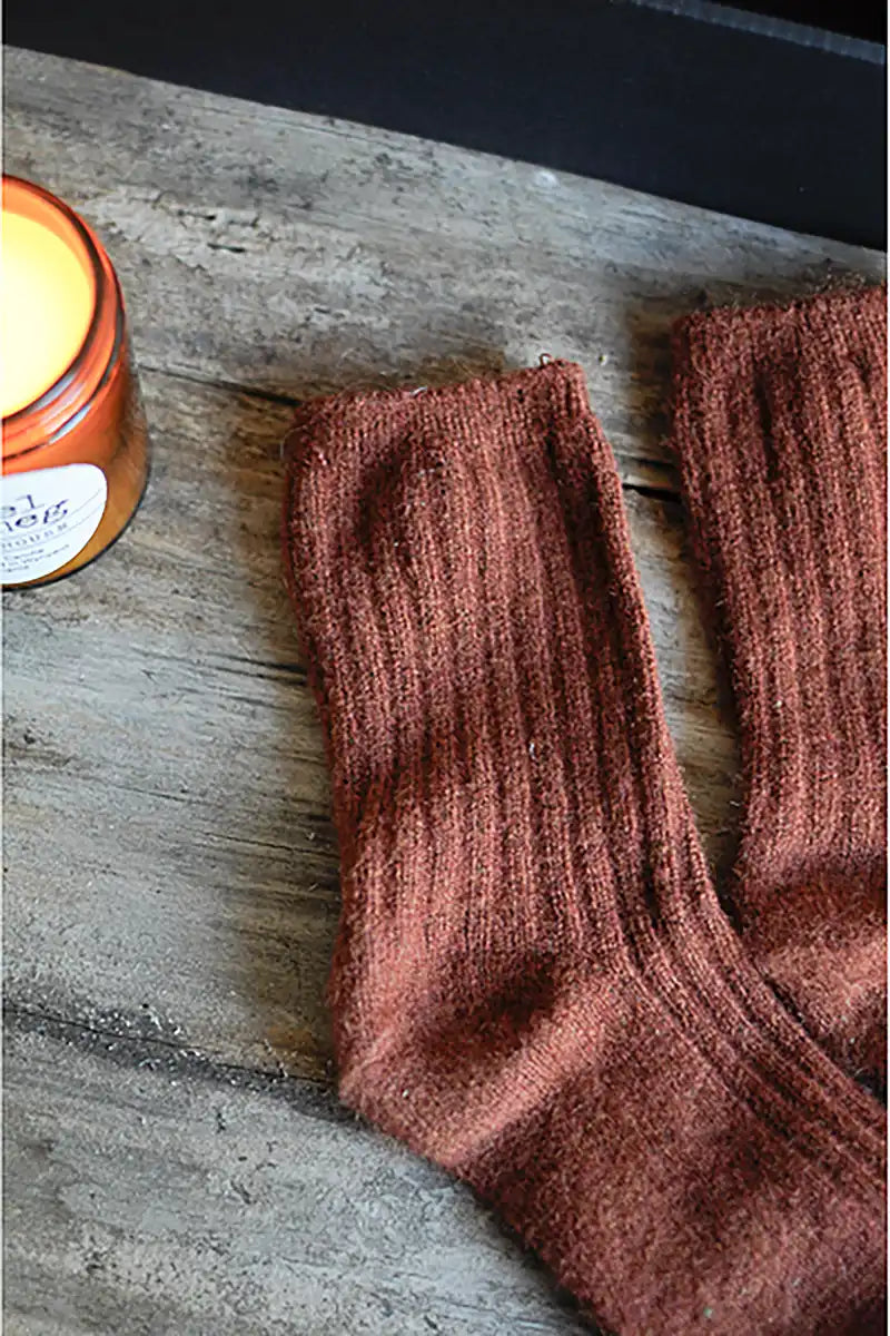 Wool Blend Socks in Rust