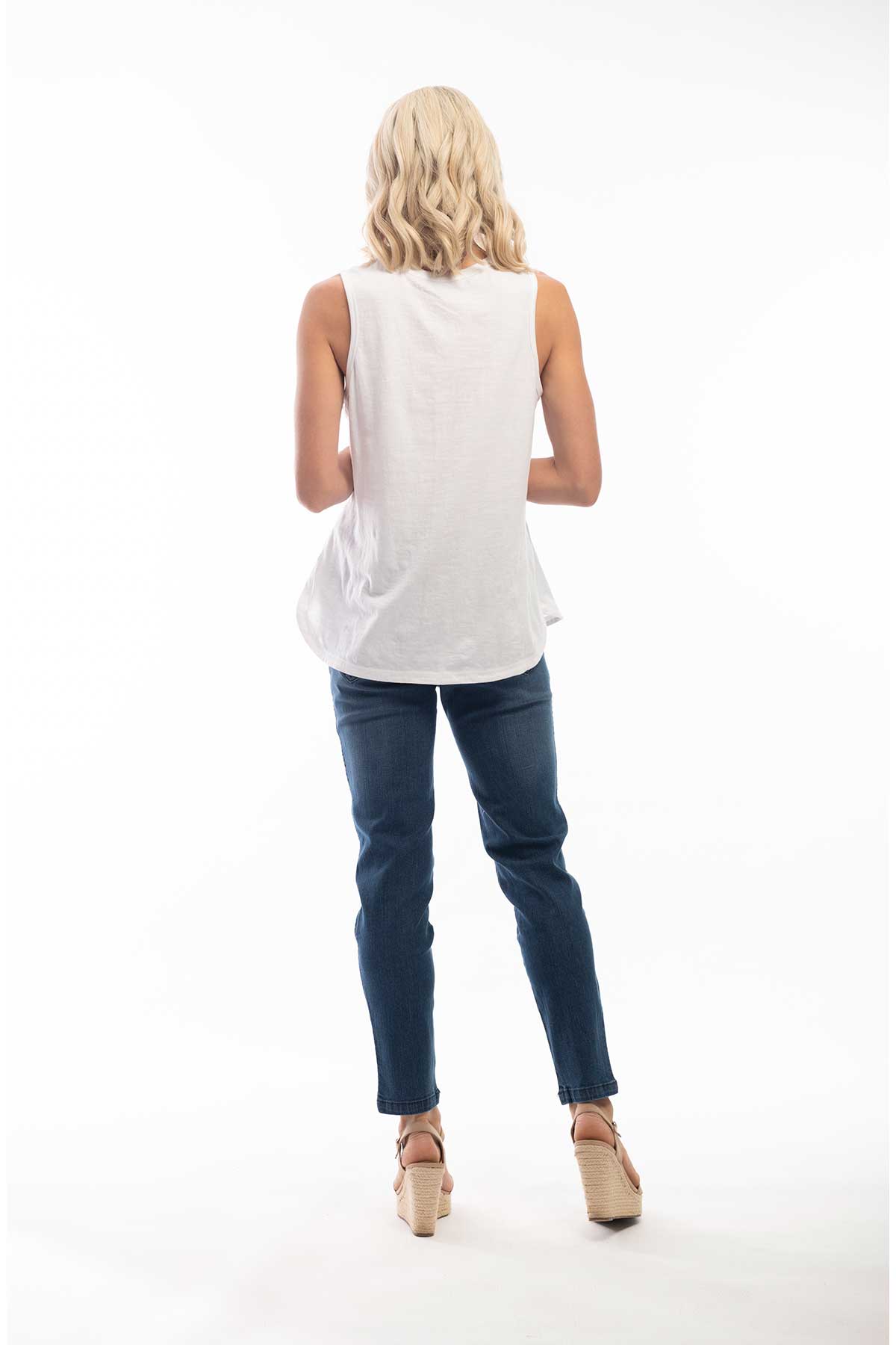 Orientique Pant - Denim Pull On dark denim back view