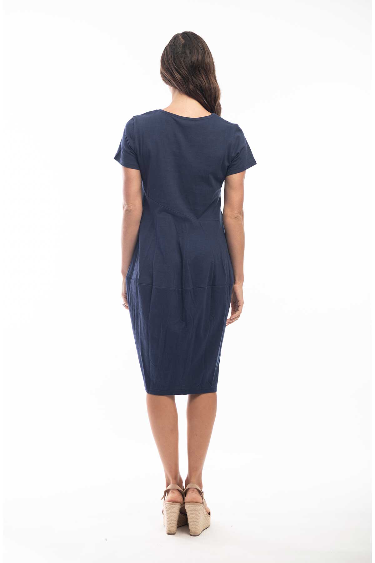 Orientique Essentials Dress Bubble in navy back view