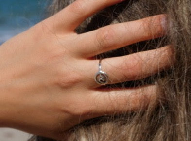 Sterling silver oxidised wave ring