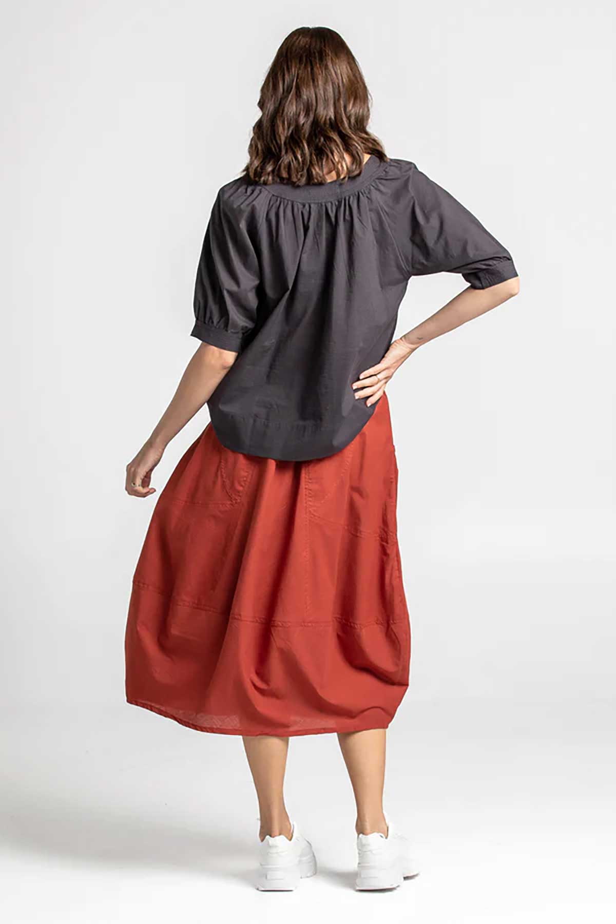 Boom Shankar Guru Skirt Basic - Sienna Red, with pockets back view