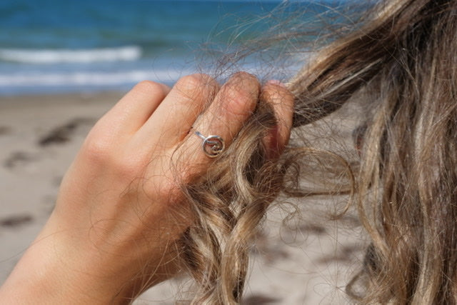 Sterling silver oxidised wave ring