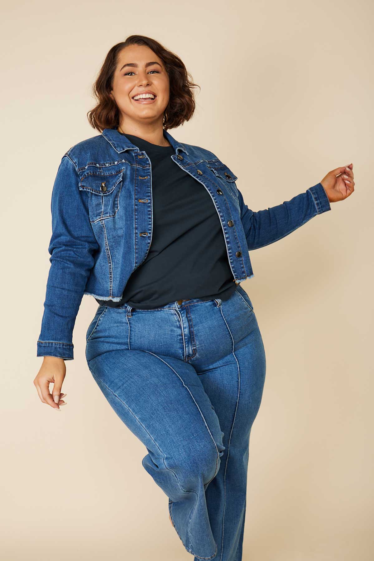 Adrift Denim Cropped Jacket front