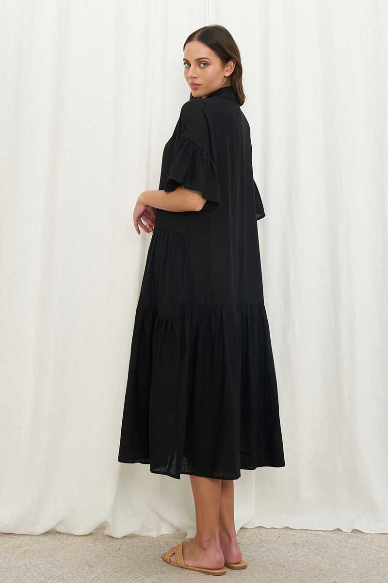 ris Maxi oversize black shirt dress size