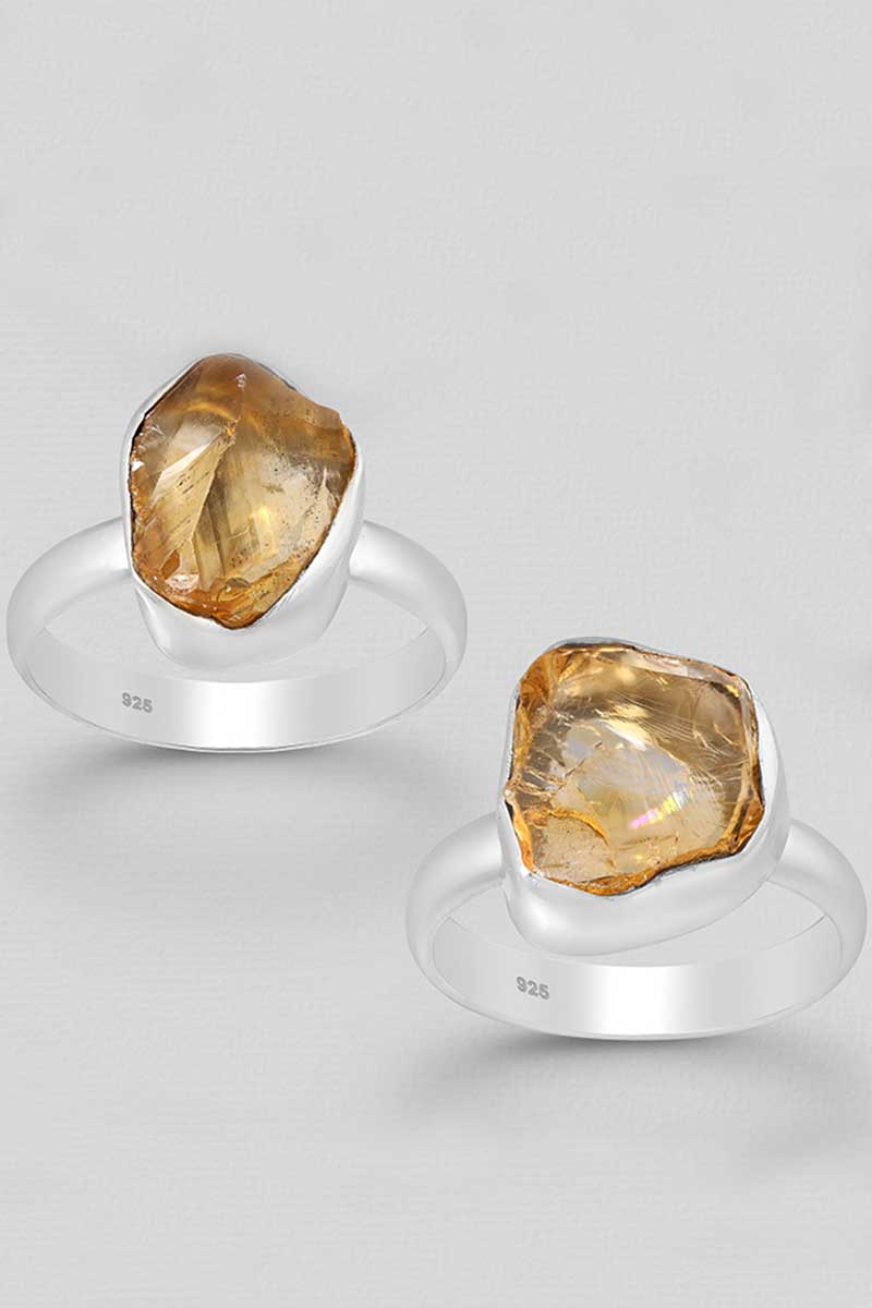 Raw Citrine Sterling Silver Ring