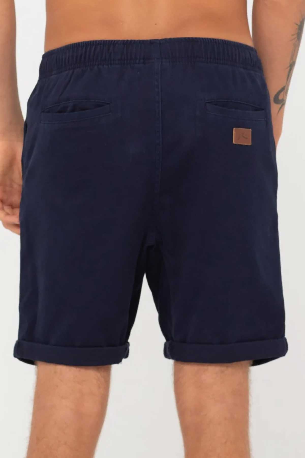 Rusty Hooked On 18 Elastic Short Navy Back Full