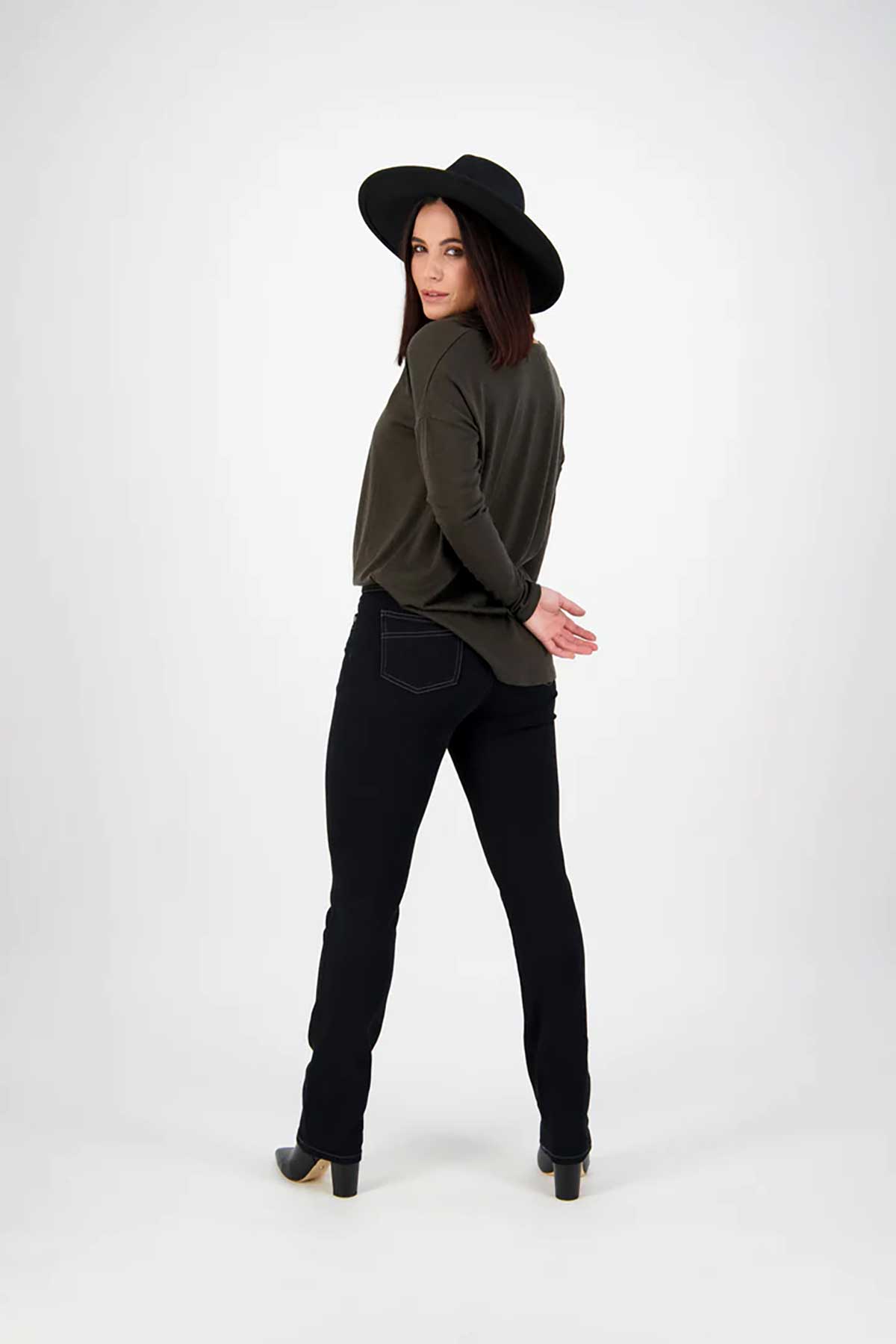 Vassalli Black Denim Slim Leg Pull On Jean Side
