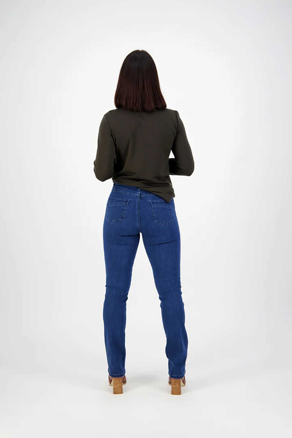 Vassalli Blue Denim Slim Leg Pull On Jean Back