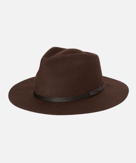 Unisex Felt Wide Brim Fedora, Goodwin- Rust, front.