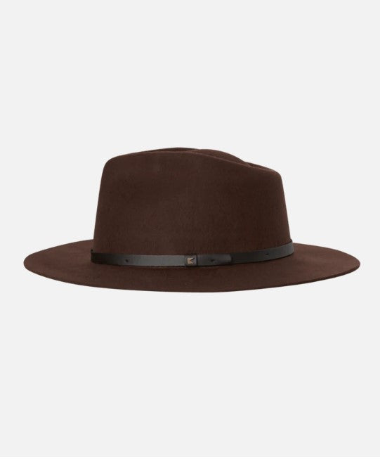 Unisex Felt Wide Brim Fedora, Goodwin- Rust, side.