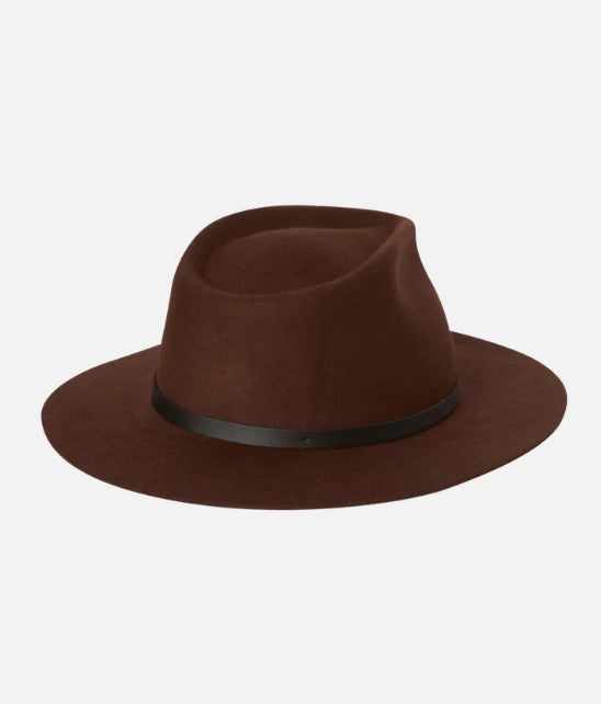 Unisex Felt Wide Brim Fedora, Goodwin- Rust, back.