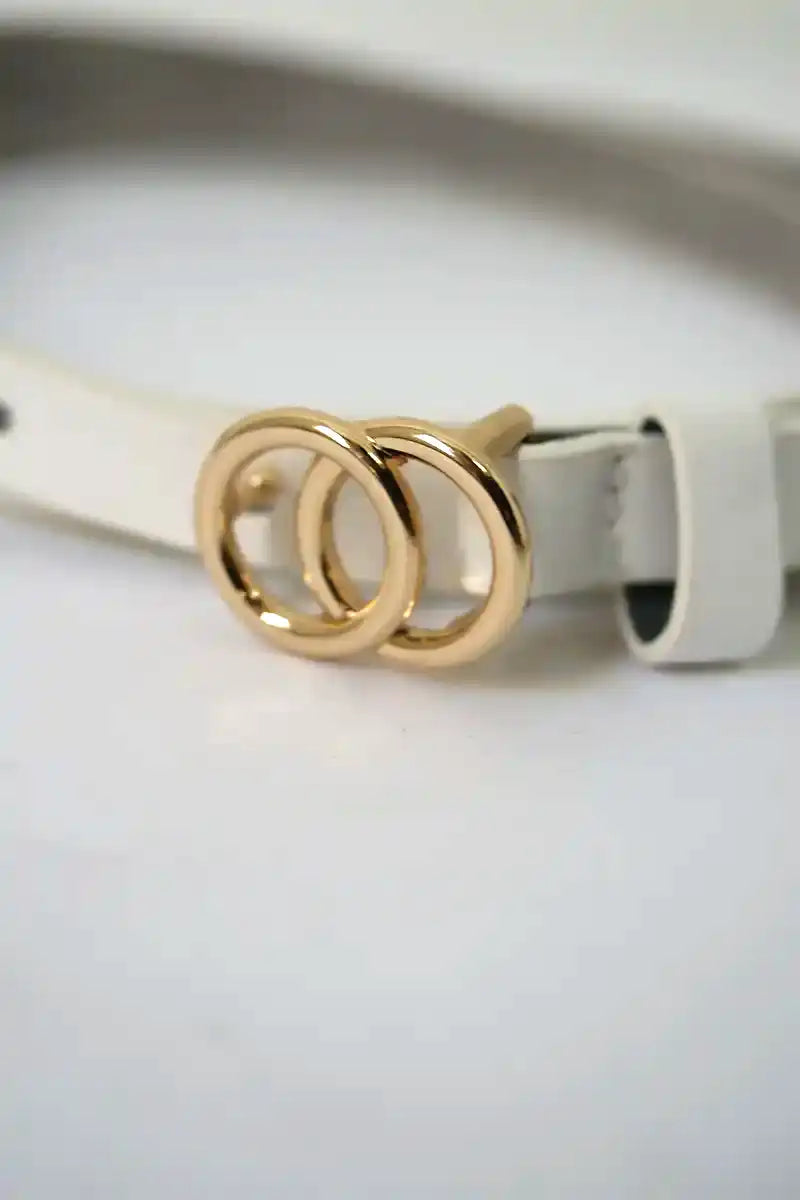womens skinny belt with gold coloured 