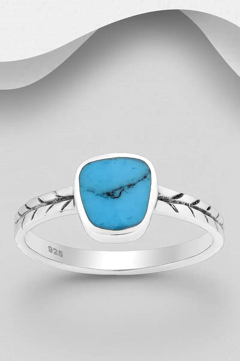 Turquoise womens sterling silver ring