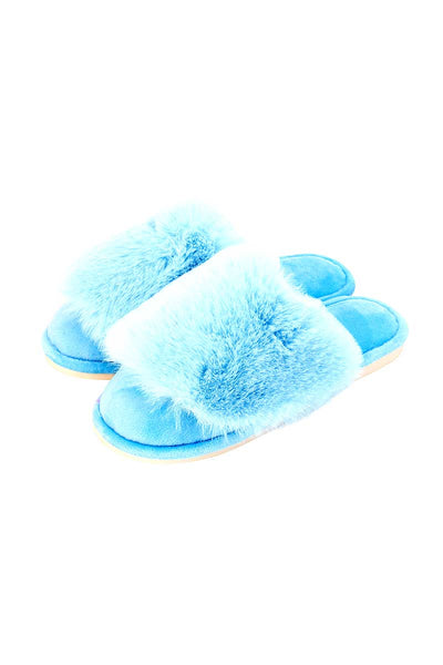 Annabel trends sky Blue cosy luxe slipper side view
