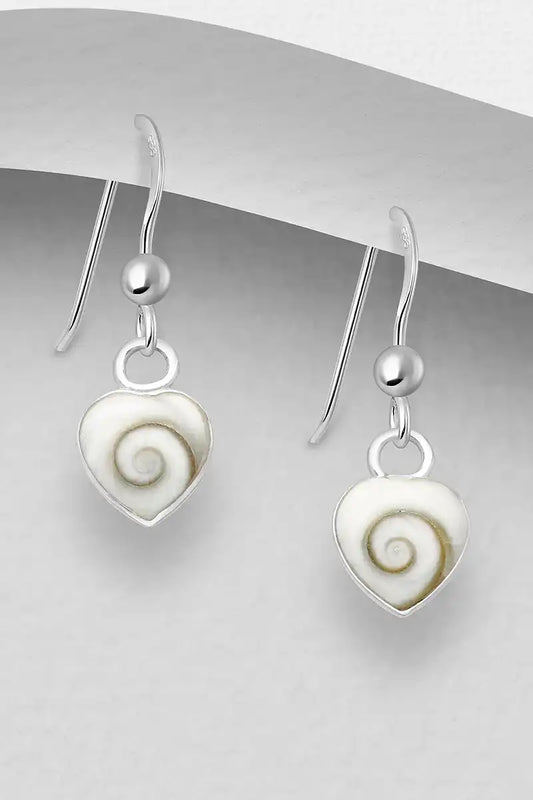 925 Sterling Silver Heart Earrings - Shiva Shell