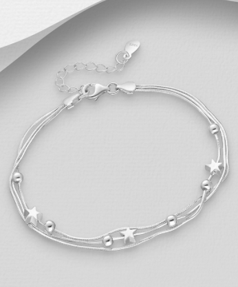 Sterling silver bracelet with ball and star beads
