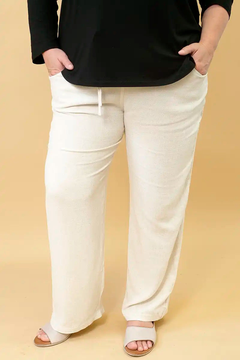 Abby Pants in Natural front detailed view