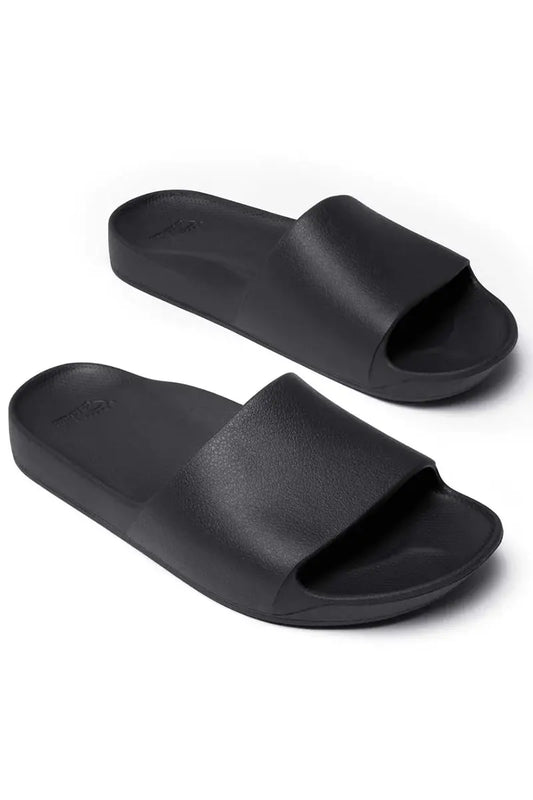 Archies Arch Support Slides in Black 3/4 View