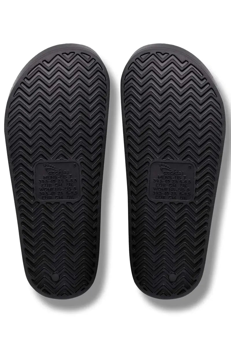 Archies Arch Support Slides in Black view of the soles