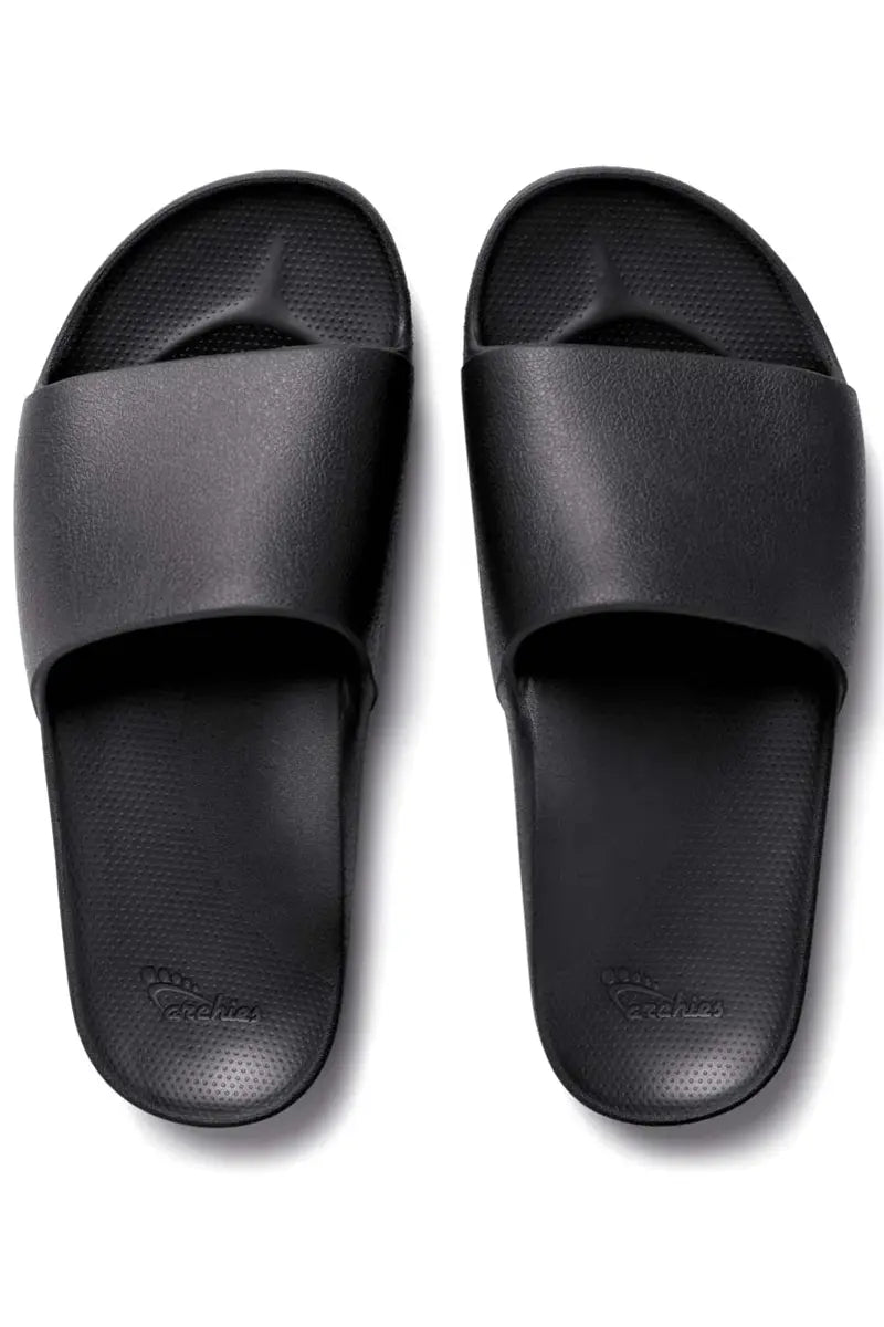 Archies Arch Support Slides in Black top view