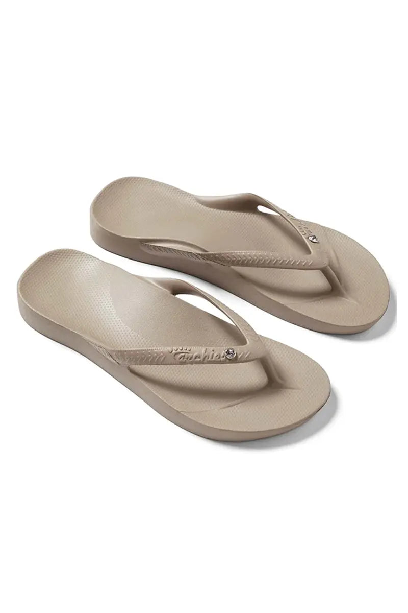 Archies Arch Support Thongs in Crystal Taupe