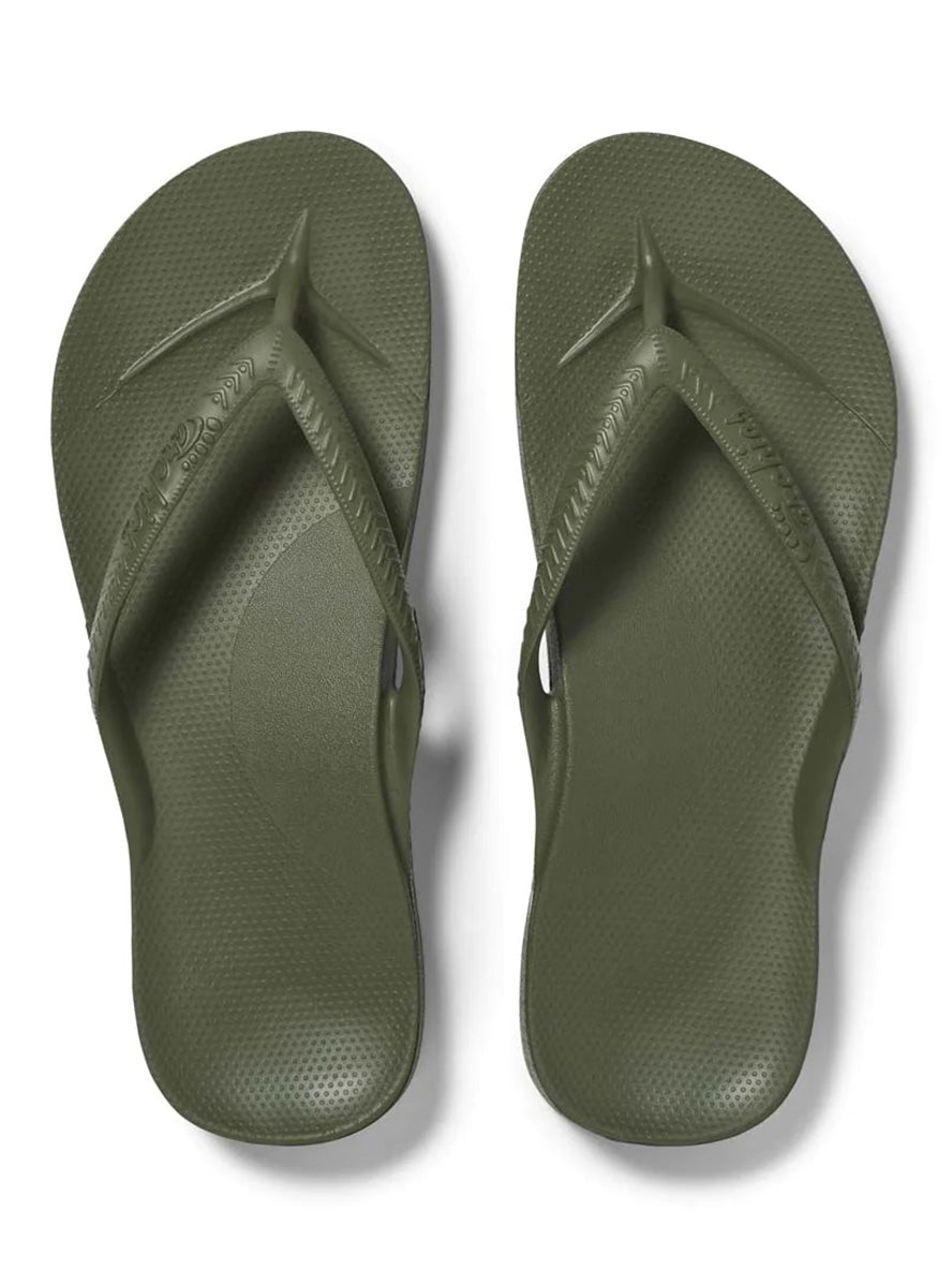 Archies arch support thongs top in khaki