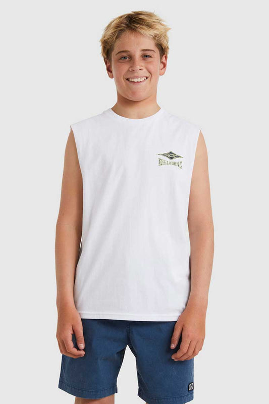 Billabong Boys Muscle Tee Ridge in White