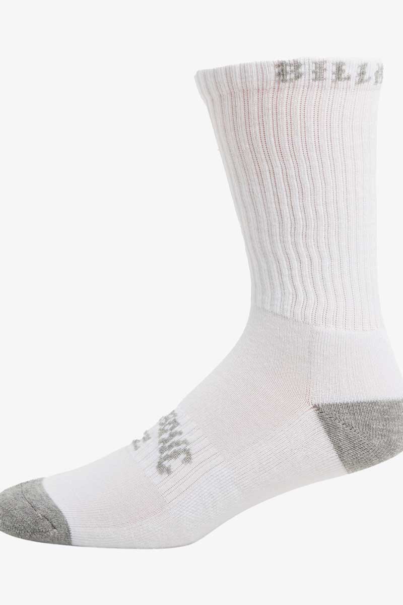 Billabong Boys Sports Socks 5pk White Grey