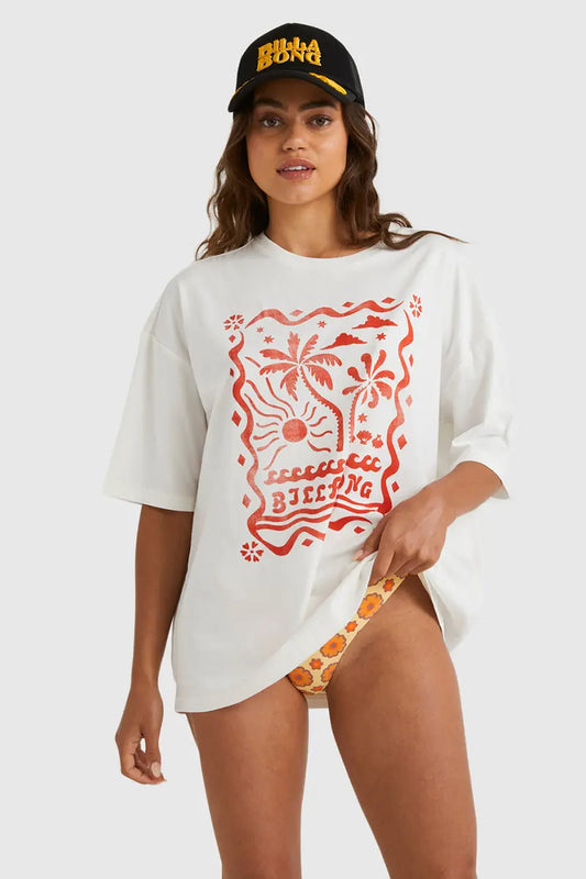 Billabong Ladies Coco Palm T-Shirt in Salt Crystal