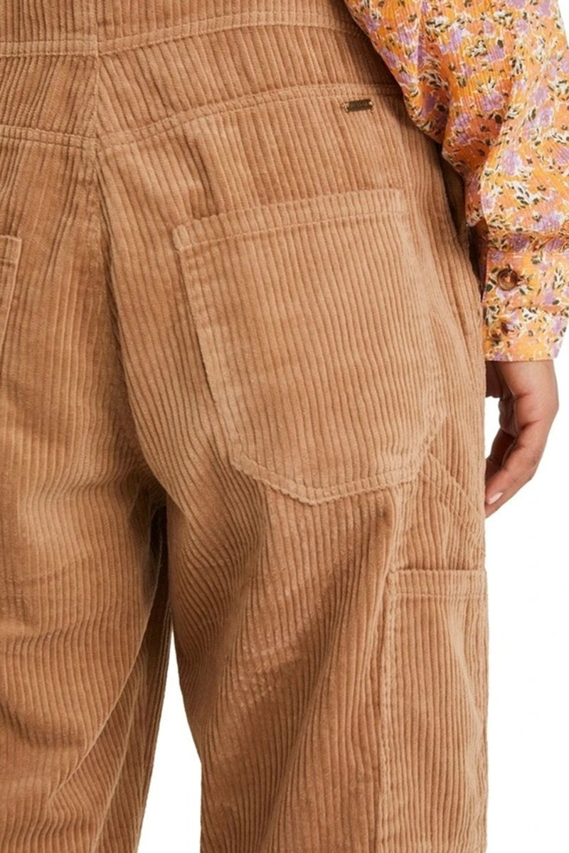 Billabong Leia Cord Overalls in Toffee back pocket detailed view