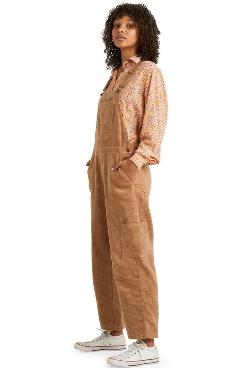 Billabong Leia Cord Overalls in Toffee side view