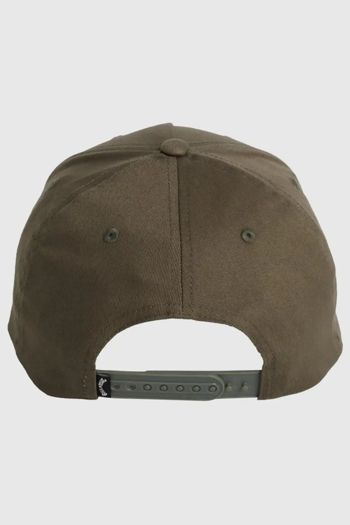 Billabong Mens Arch Flexfit 110 Snapback Cap in Dark Military  on a light gray background backl view.
